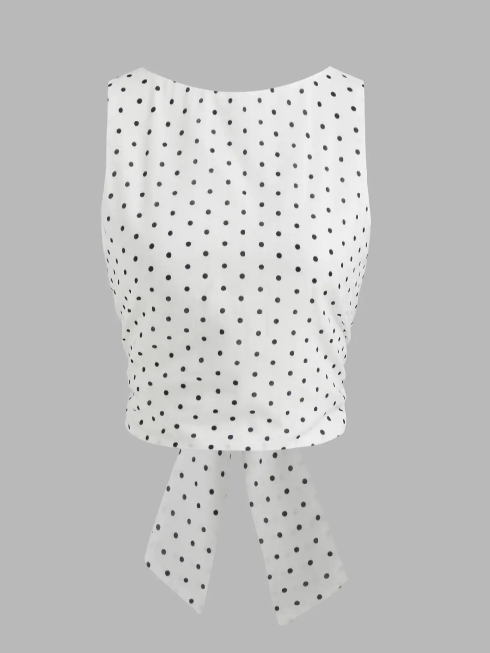 Cider White Polka Dot Tie-Back Crop Top